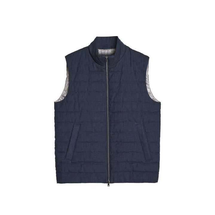 Men’s Herno Blue Linen Sleeveless Jacket