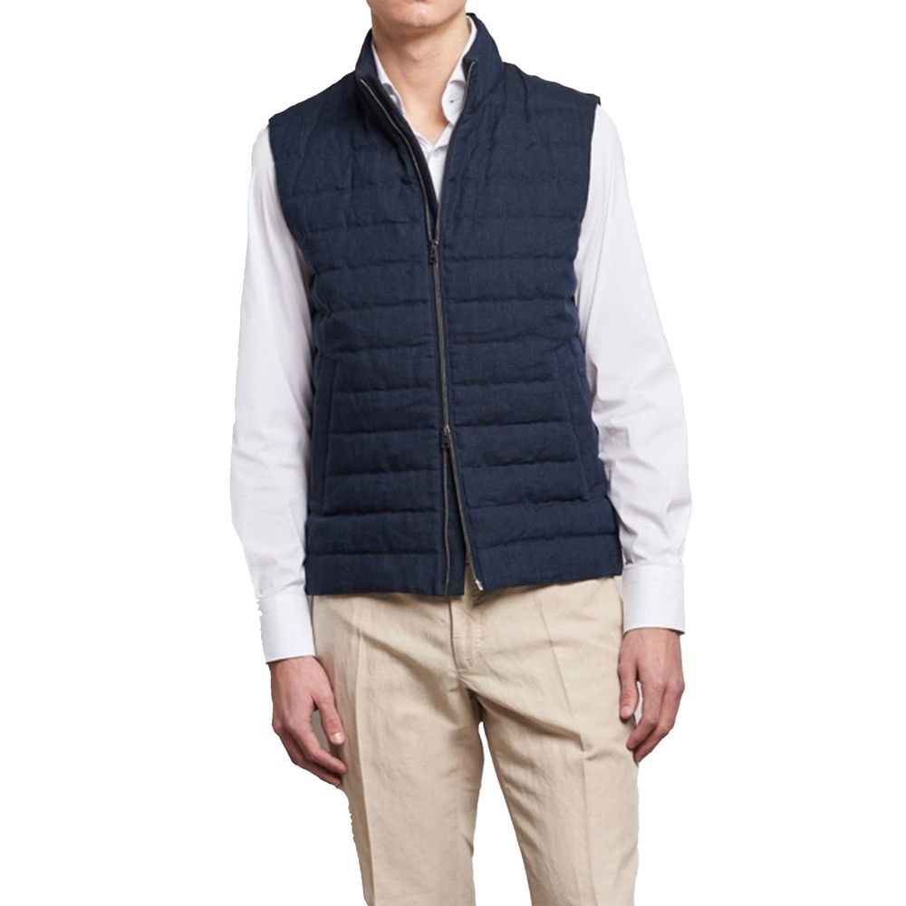 Men’s Herno Blue Linen Sleeveless Jacket