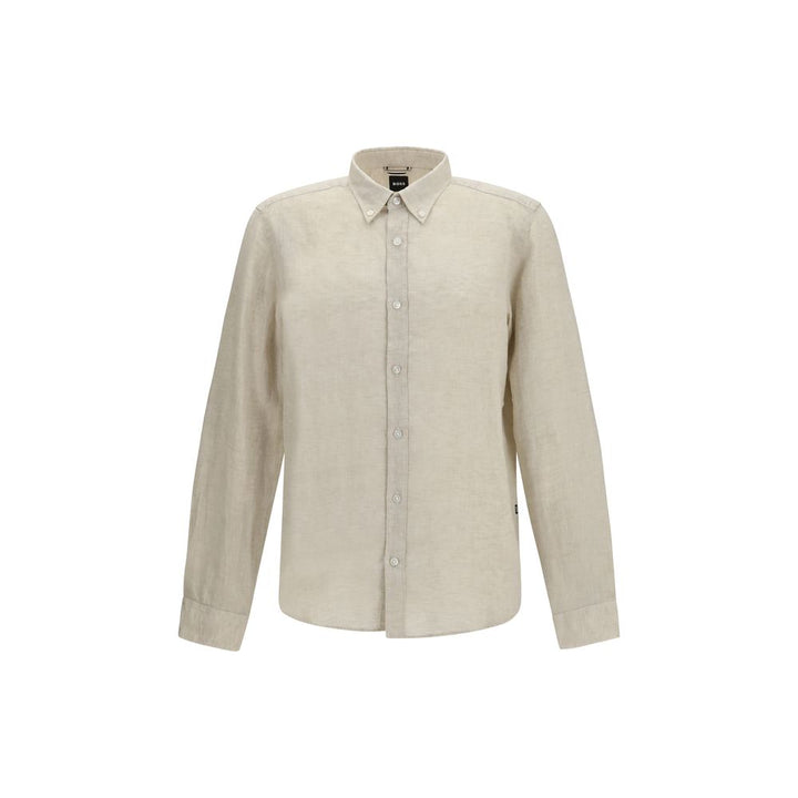 Hugo Boss Black Beige Linen Dress Shirt