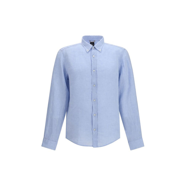 Hugo Boss Black Blue Linen Dress Shirt