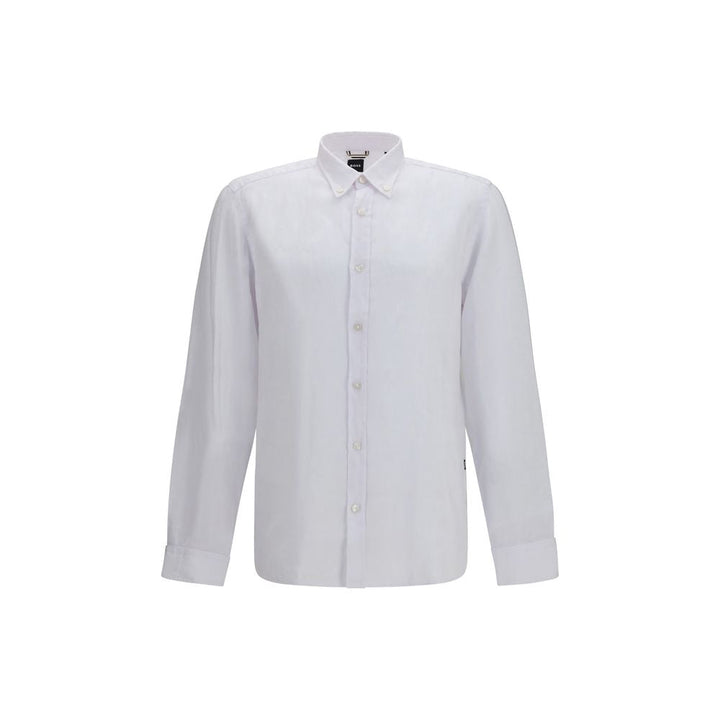 Hugo Boss Black White Linen Dress Shirt