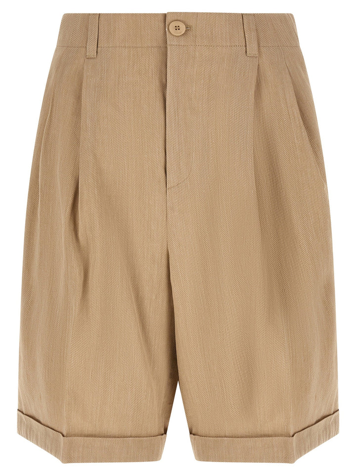 Jacquemus Beige Linen Bermuda Shorts