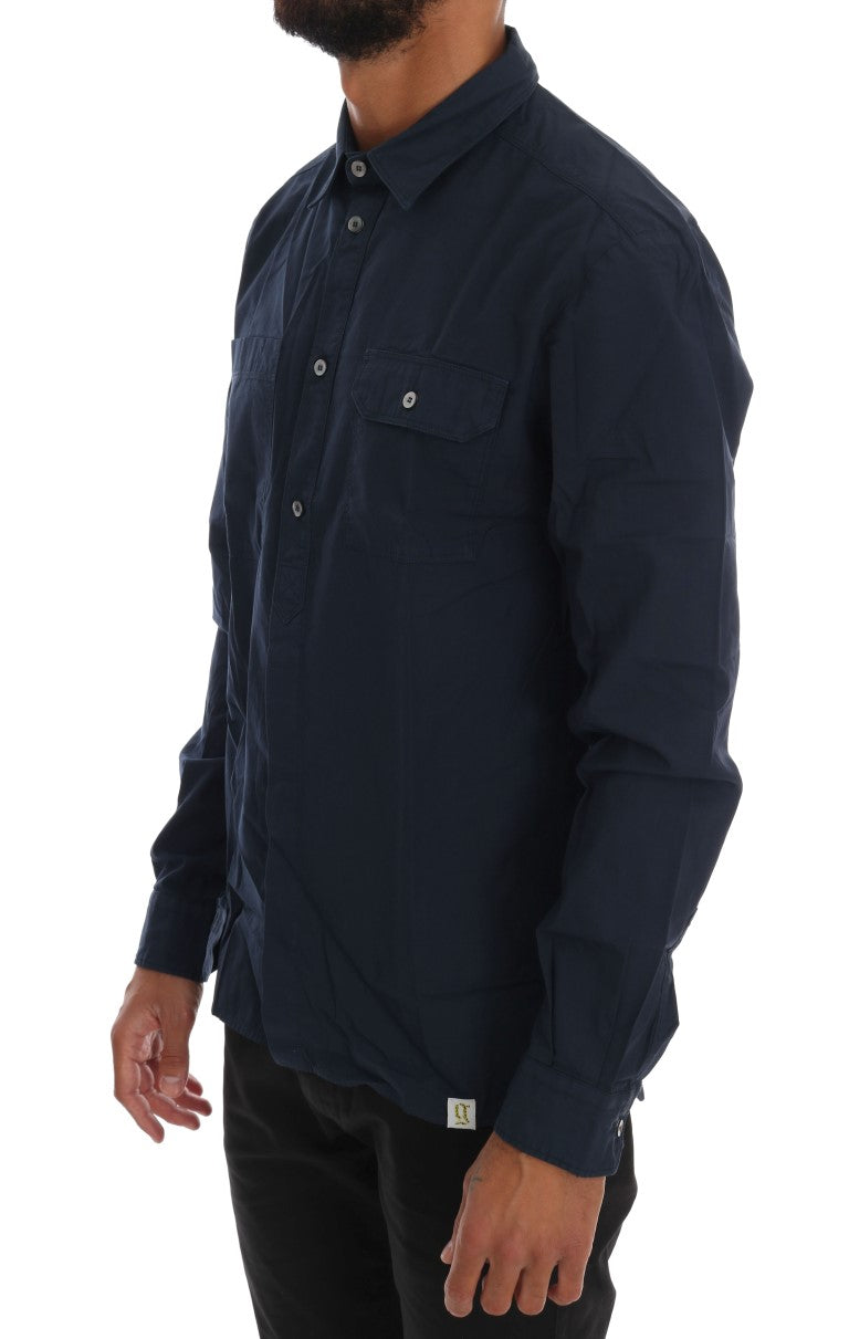 Men’s John Galliano Blue Casual Cotton Long Sleeve Shirt