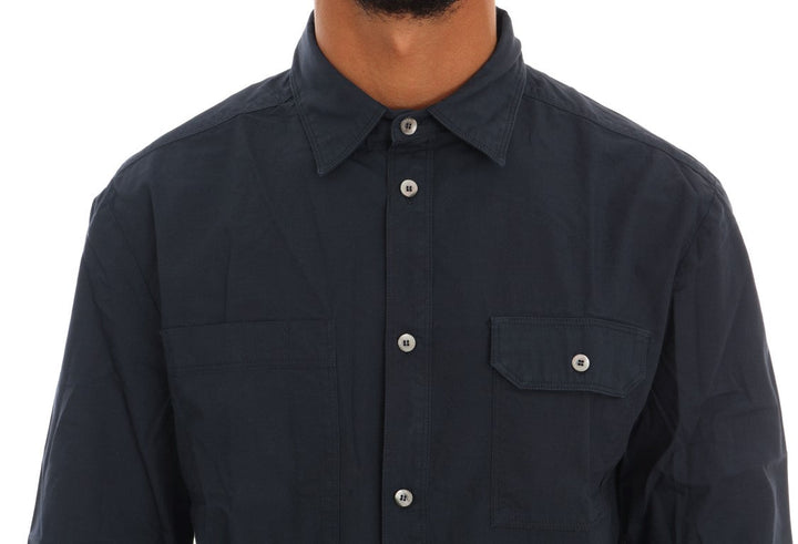 Men’s John Galliano Blue Casual Cotton Long Sleeve Shirt
