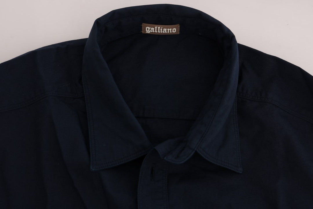 Men’s John Galliano Blue Casual Cotton Long Sleeve Shirt