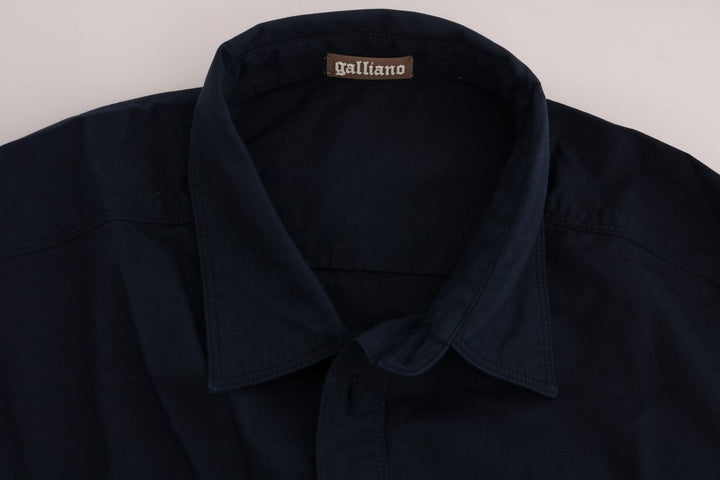 Men’s John Galliano Blue Casual Cotton Long Sleeve Shirt