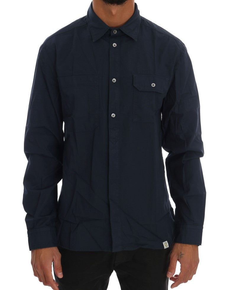 Men’s John Galliano Blue Casual Cotton Long Sleeve Shirt
