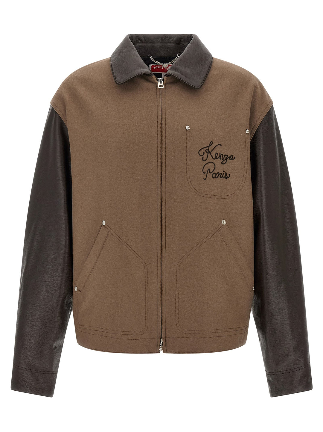 Men’s Kenzo Brown Virgin Wool Leather Jacket