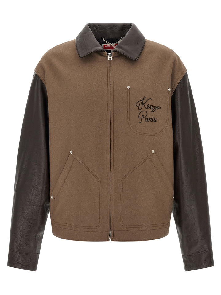 Men’s Kenzo Brown Virgin Wool Leather Jacket