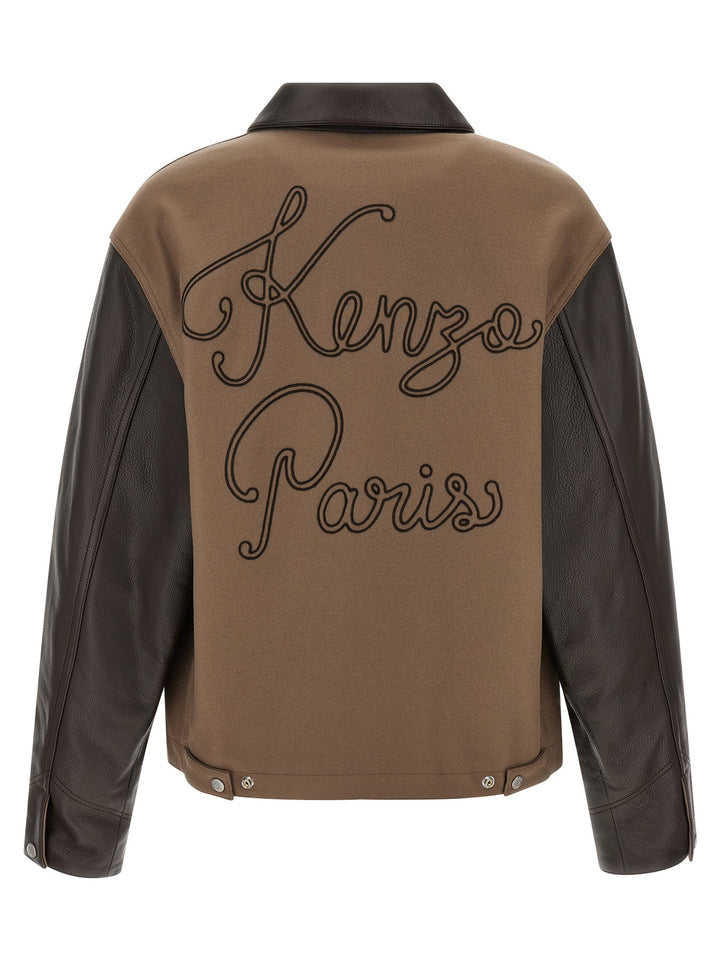 Men’s Kenzo Brown Virgin Wool Leather Jacket