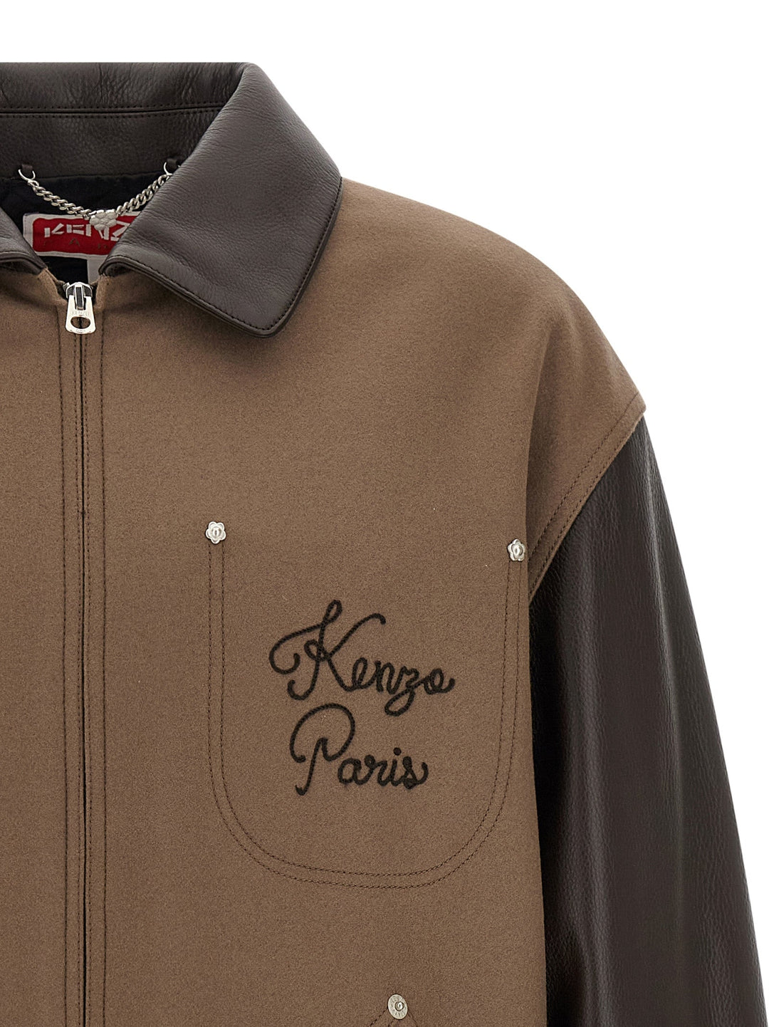 Men’s Kenzo Brown Virgin Wool Leather Jacket