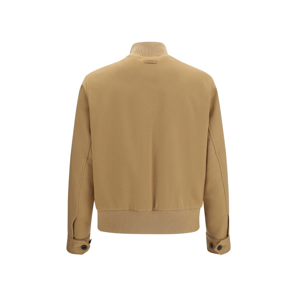 Men’s Lardini Beige Wool Oves Aries Full-length Jacket