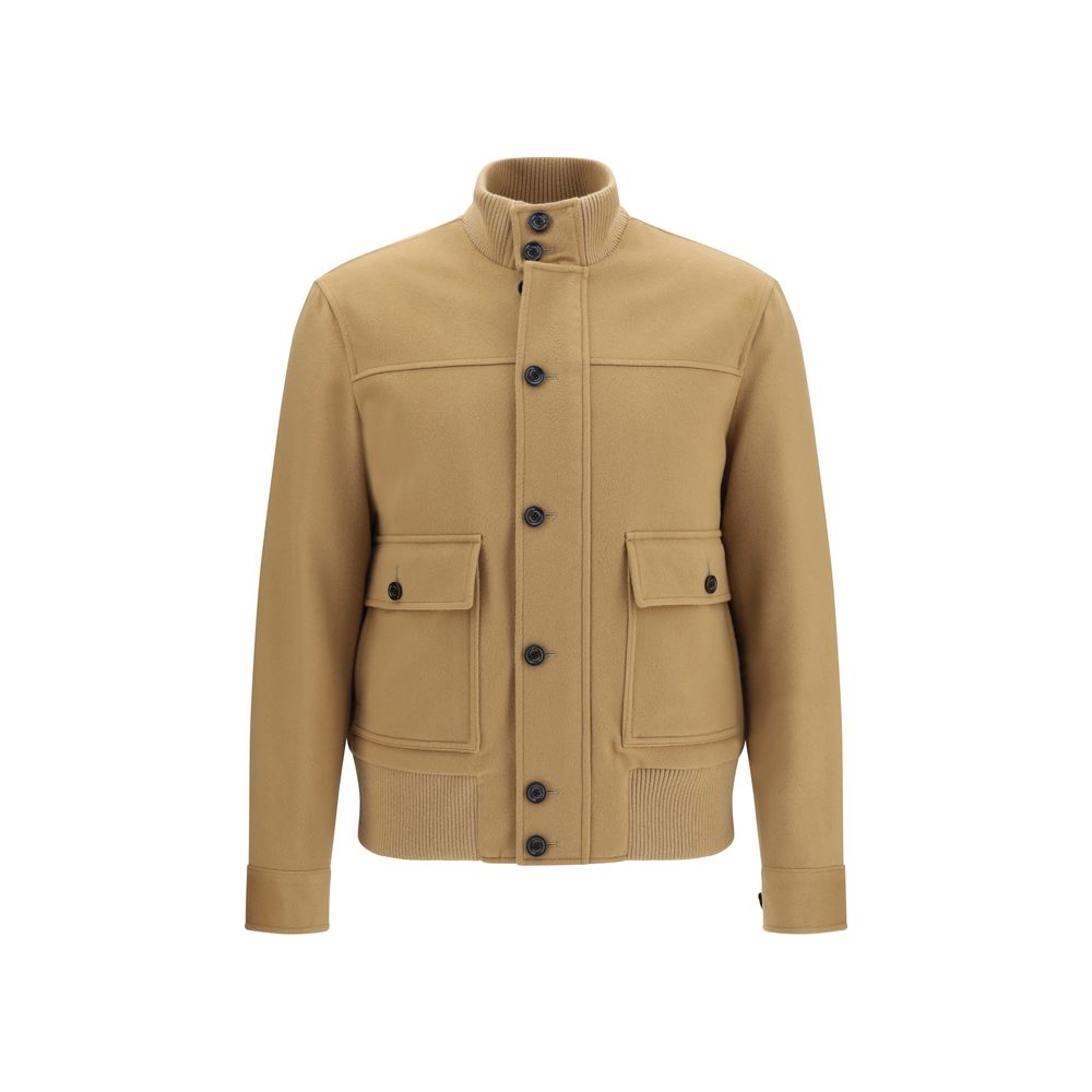 Men’s Lardini Beige Wool Oves Aries Full-length Jacket