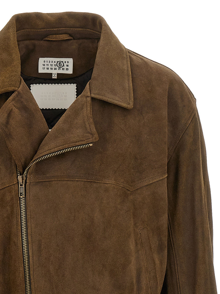 Men’s Mm6 Maison Margiela Brown Calfskin Leather Jacket