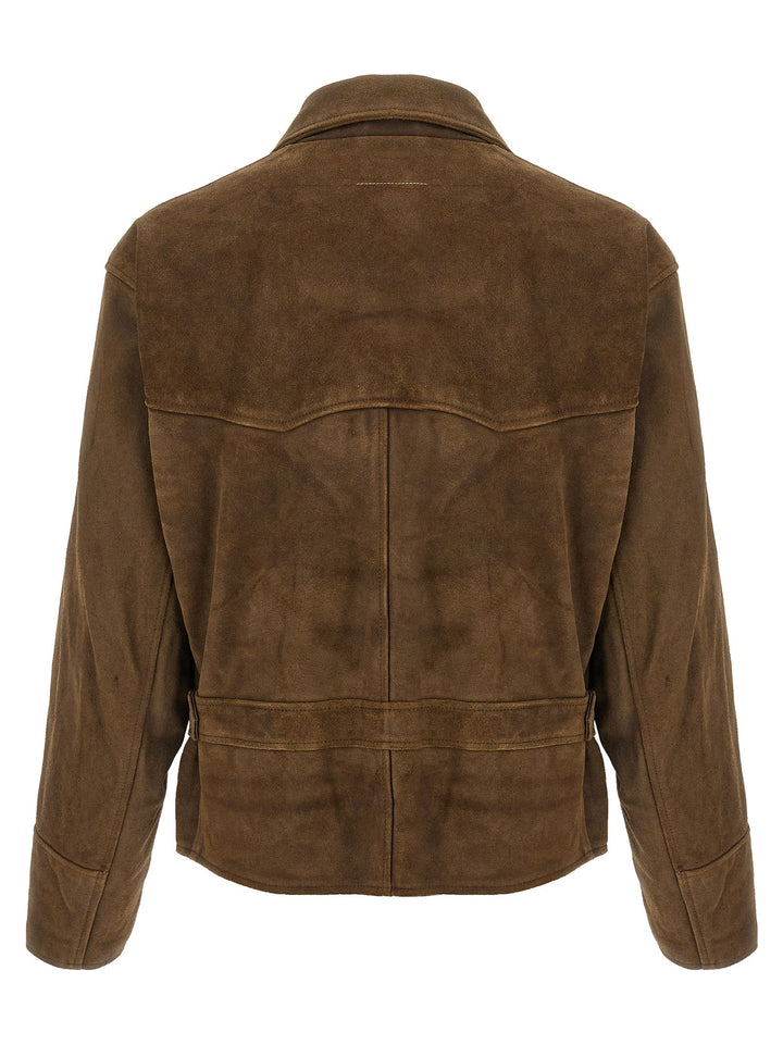 Men’s Mm6 Maison Margiela Brown Calfskin Leather Jacket