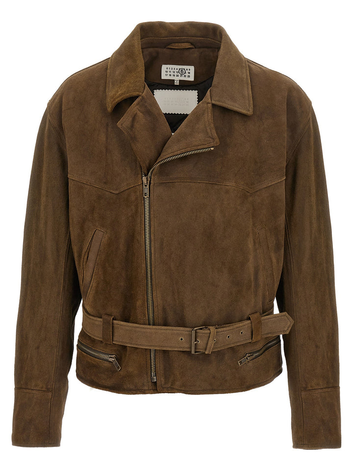 Men’s Mm6 Maison Margiela Brown Calfskin Leather Jacket