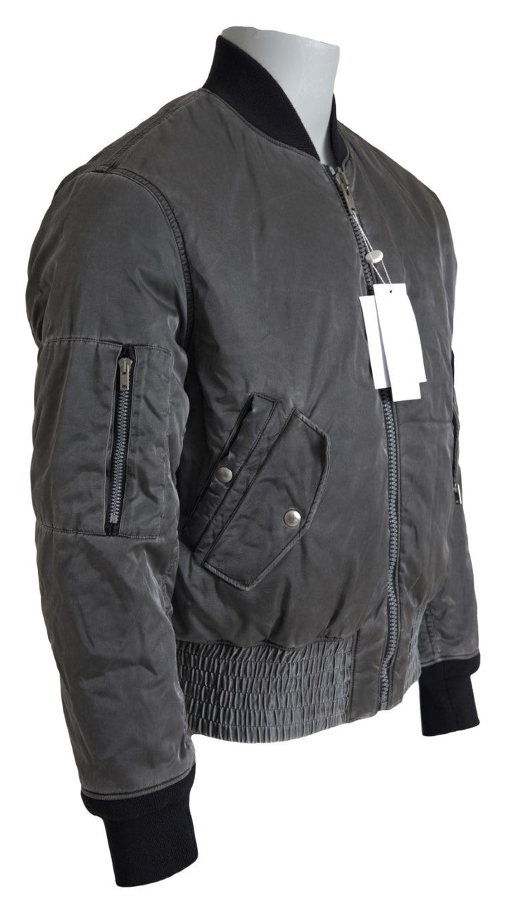 Men’s Mm6 Maison Margiela Gray Bomber Zipper Pocket Sleeves Jacket