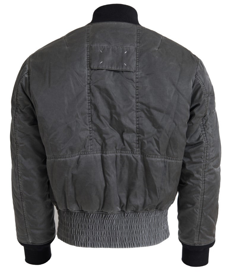 Men’s Mm6 Maison Margiela Gray Bomber Zipper Pocket Sleeves Jacket