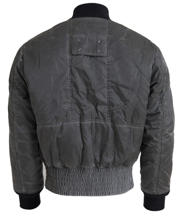 Men’s Mm6 Maison Margiela Gray Bomber Zipper Pocket Sleeves Jacket