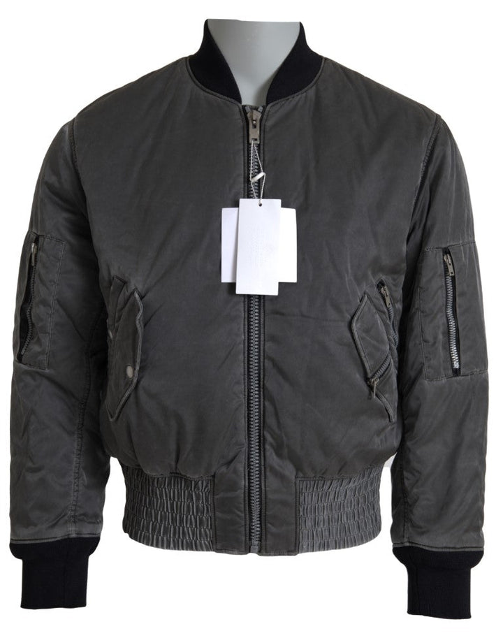 Men’s Mm6 Maison Margiela Gray Bomber Zipper Pocket Sleeves Jacket