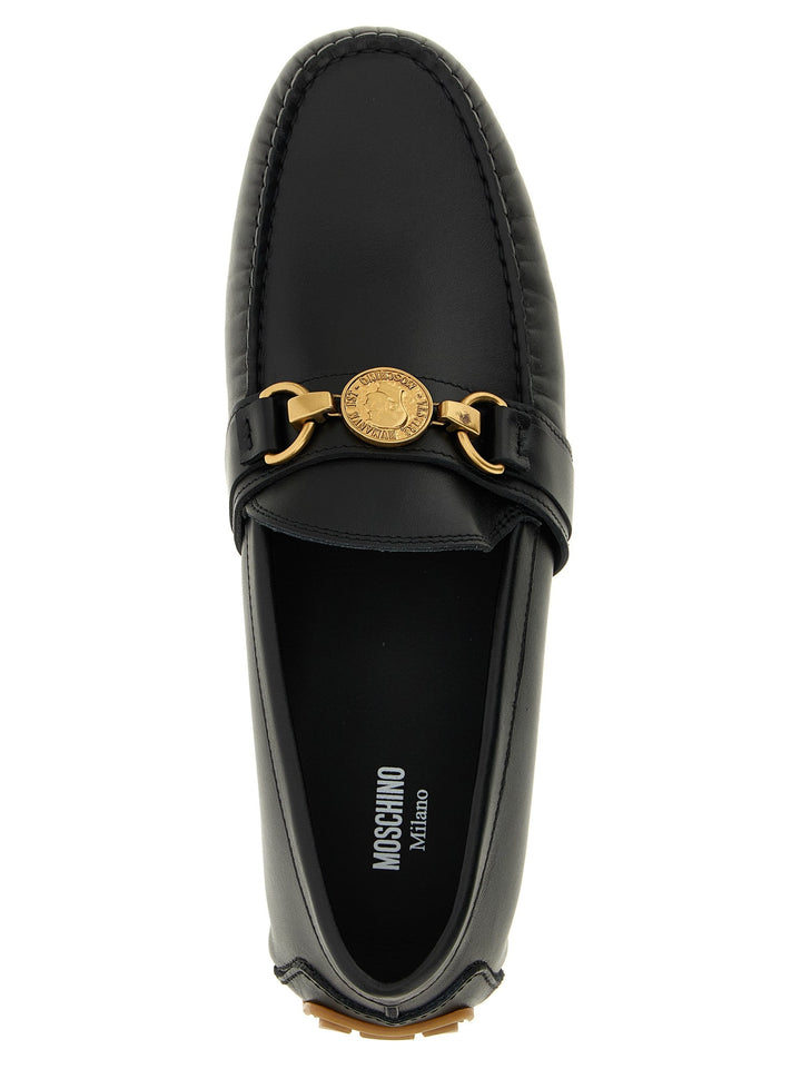 Men’s Moschino Black Leather Slip-on Loafers