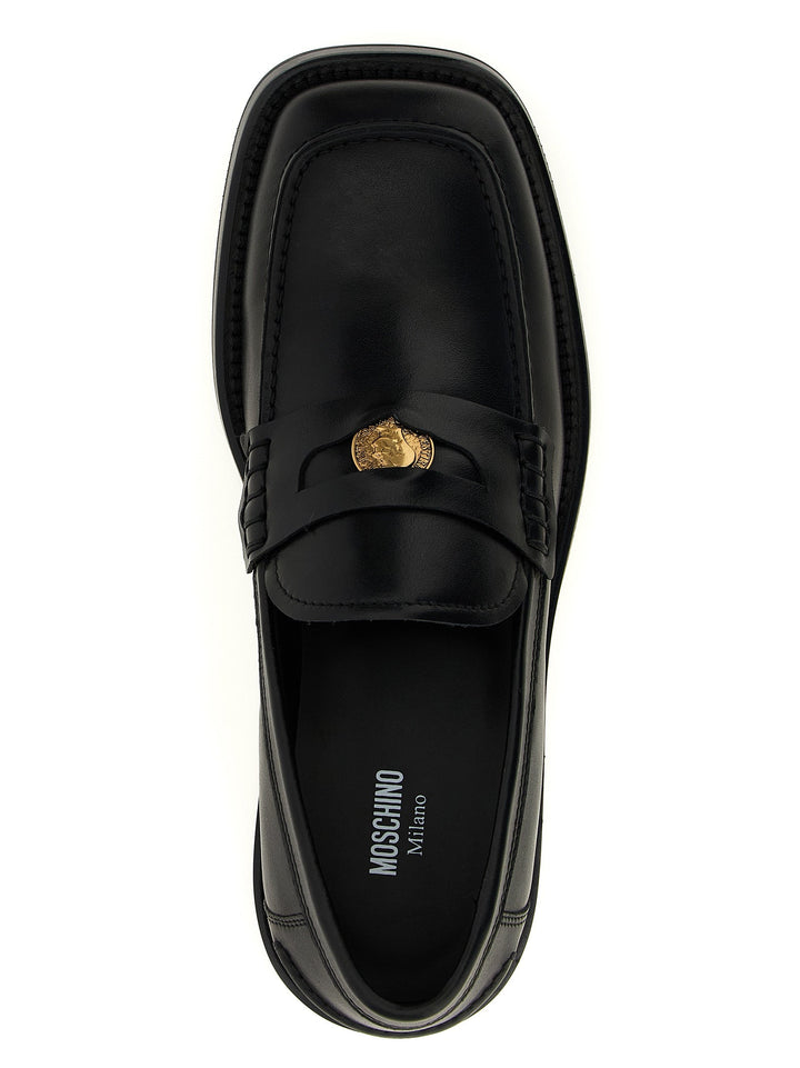 Men’s Moschino Black Velvet Leather Slip-on Loafers