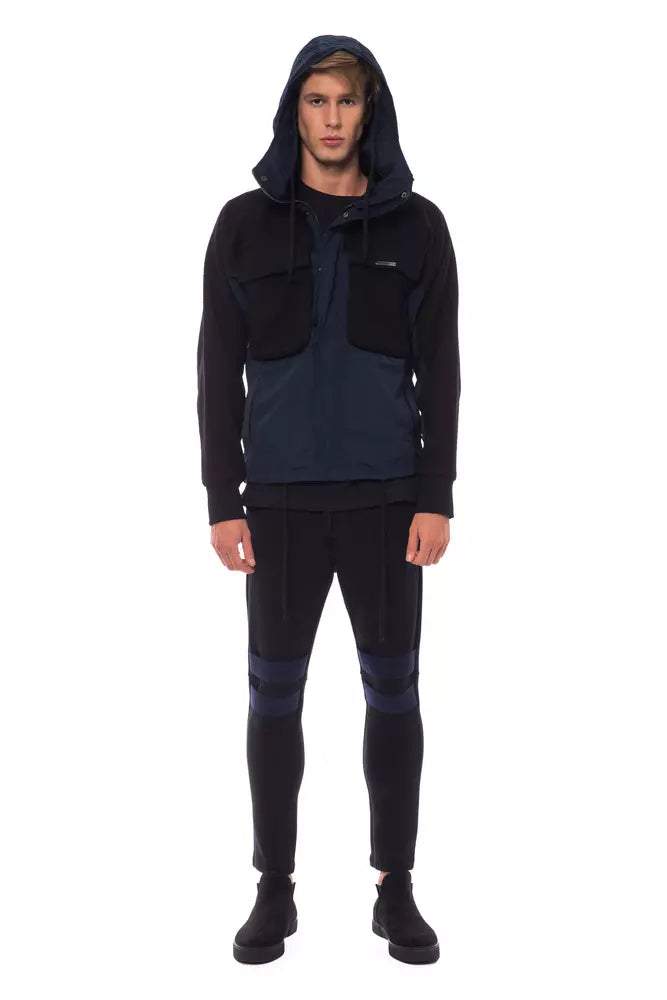 Men’s Nicolo Tonetto Black Wool Men Jacket with Hood and Pockets