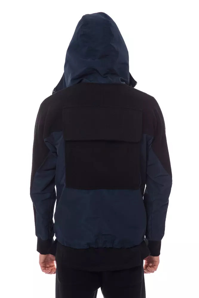 Men’s Nicolo Tonetto Black Wool Men Jacket with Hood and Pockets