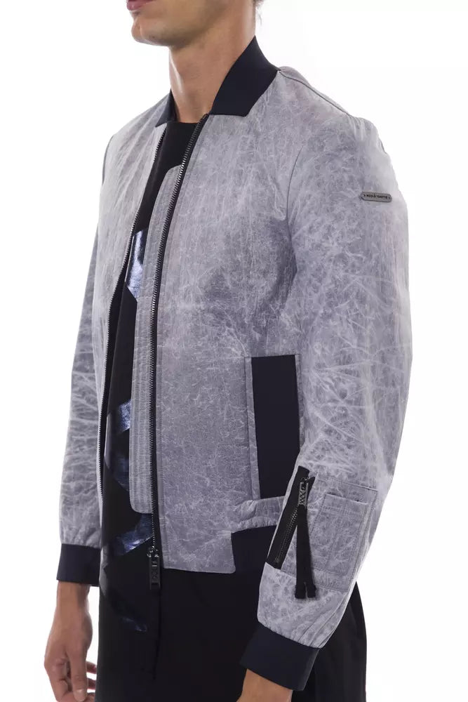 Men’s Nicolo Tonetto Gray Polyester Men Bomber Jacket