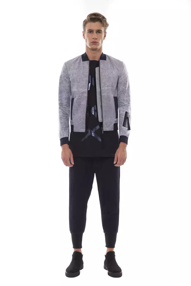 Men’s Nicolo Tonetto Gray Polyester Men Bomber Jacket