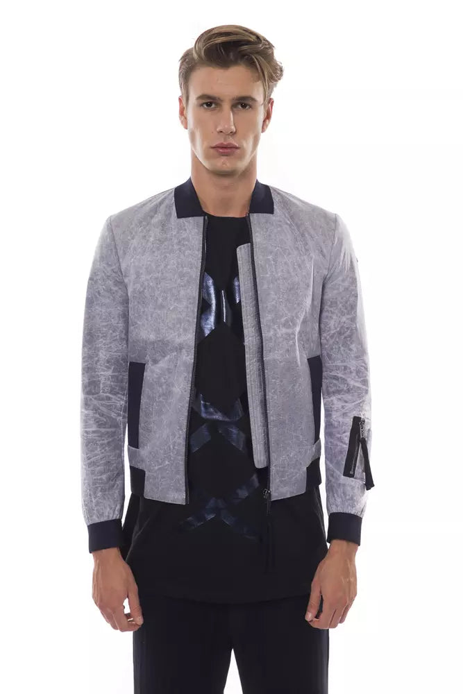 Men’s Nicolo Tonetto Gray Polyester Men Bomber Jacket
