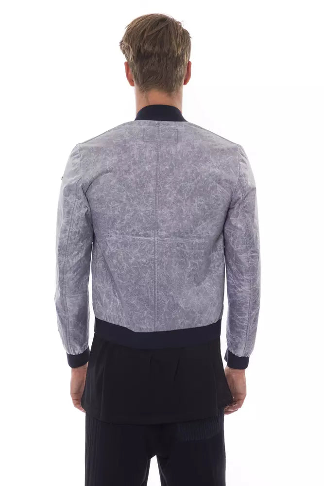 Men’s Nicolo Tonetto Gray Polyester Men Bomber Jacket