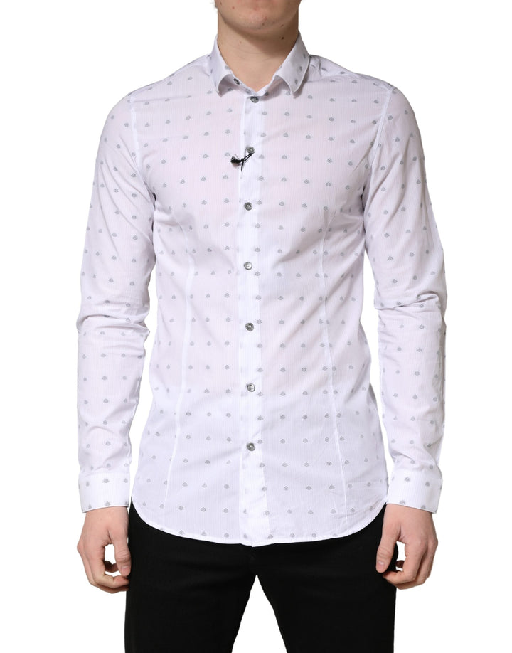 Men’s Patrizia Pepe White Cotton Slim Fit Collared Men Dress Shirt