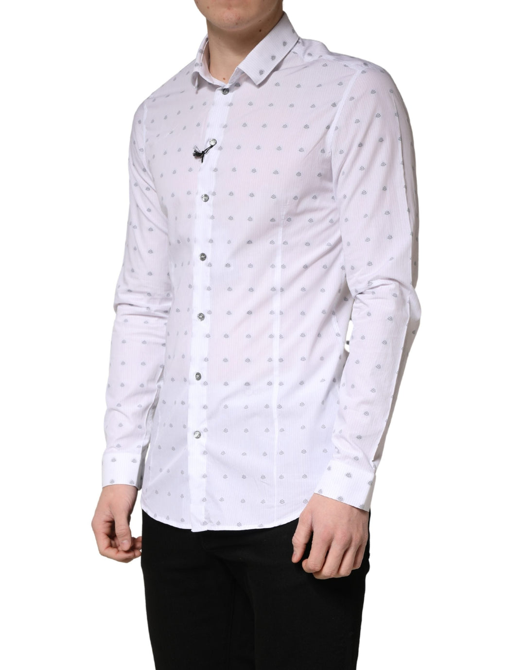 Men’s Patrizia Pepe White Cotton Slim Fit Collared Men Dress Shirt