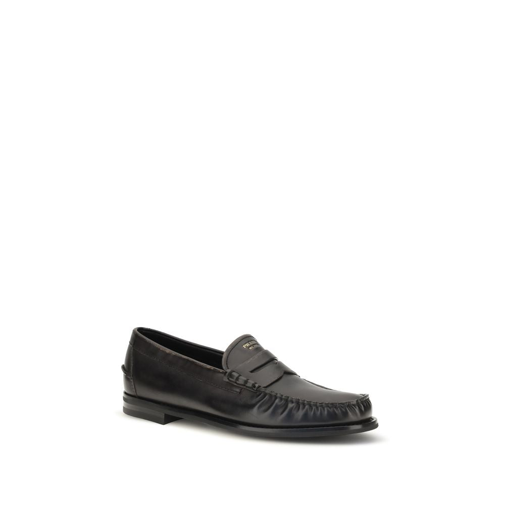 Men’s Prada Black Calf Leather Bos Taurus Slip-on Loafers