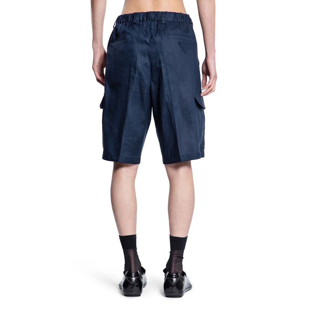 Men’s Prada Blue Linen Bermuda Shorts