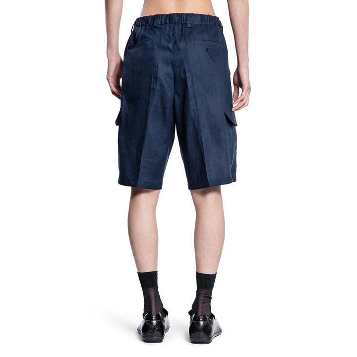 Men’s Prada Blue Linen Bermuda Shorts