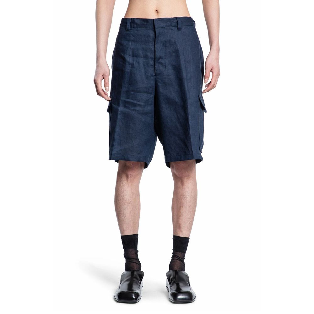 Men’s Prada Blue Linen Bermuda Shorts