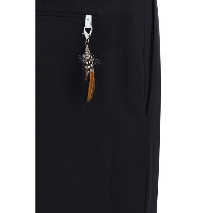 Men’s Pt Pantaloni Torino Black Elastane Dress Pants