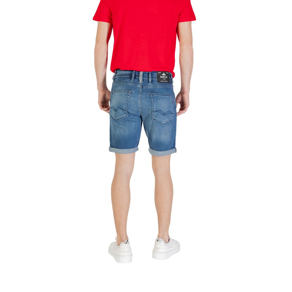Men’s Replay Blue Cotton Bermuda Shorts