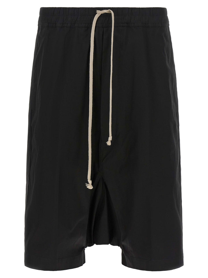 Rick Owens Black Cotton Bermuda Shorts