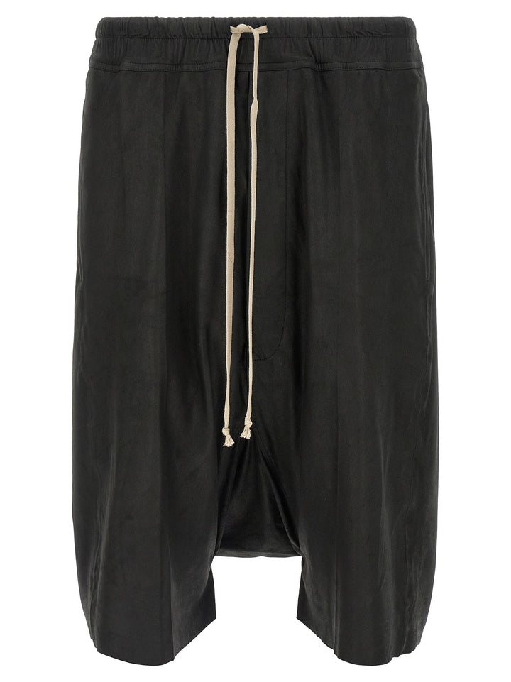 Rick Owens Black Lamb Leather Bermuda Shorts