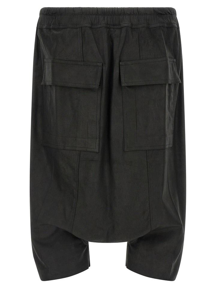 Rick Owens Black Lamb Leather Bermuda Shorts