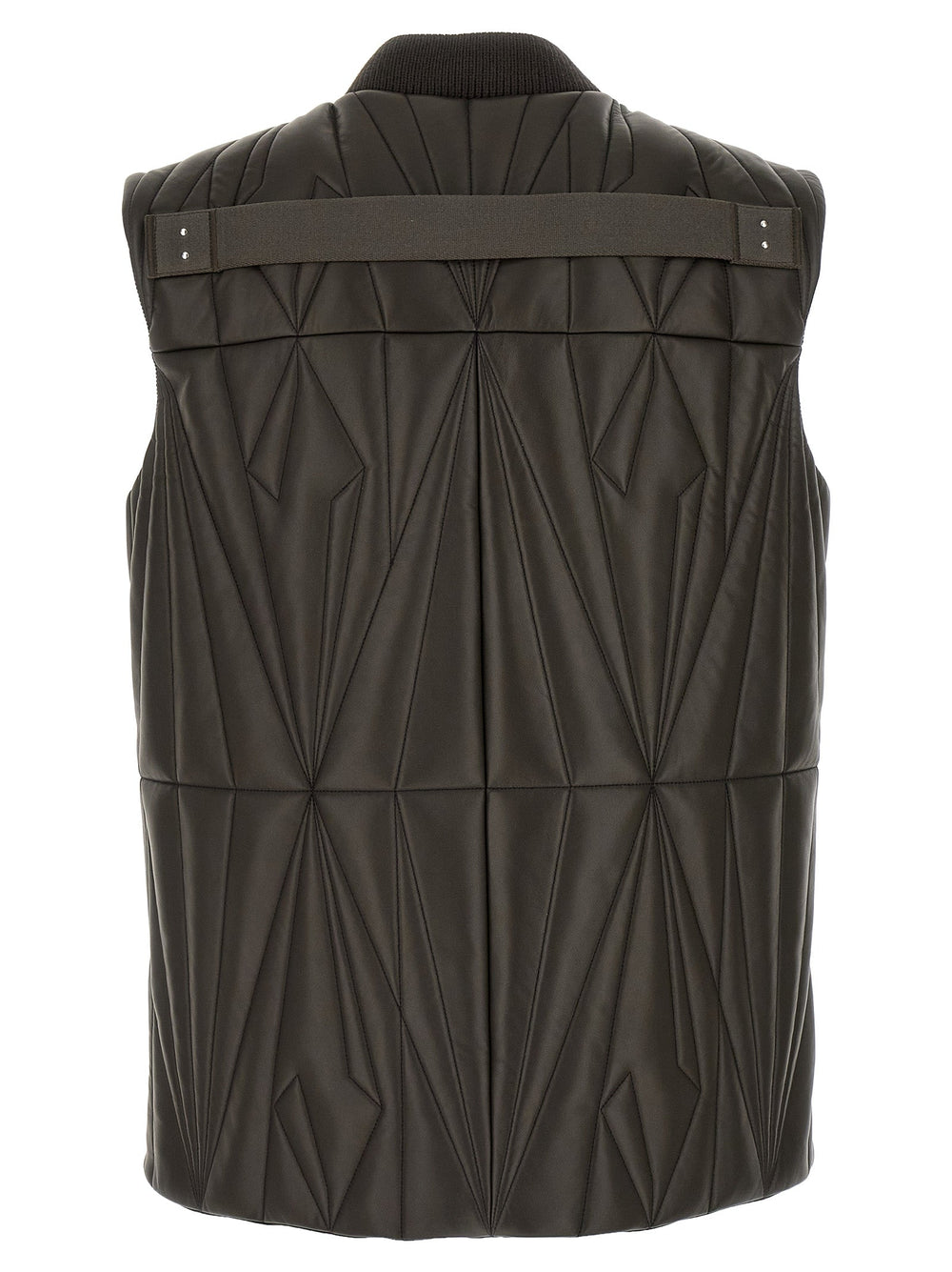 Men’s Rick Owens Brown Lamb Leather Sleeveless Jacket
