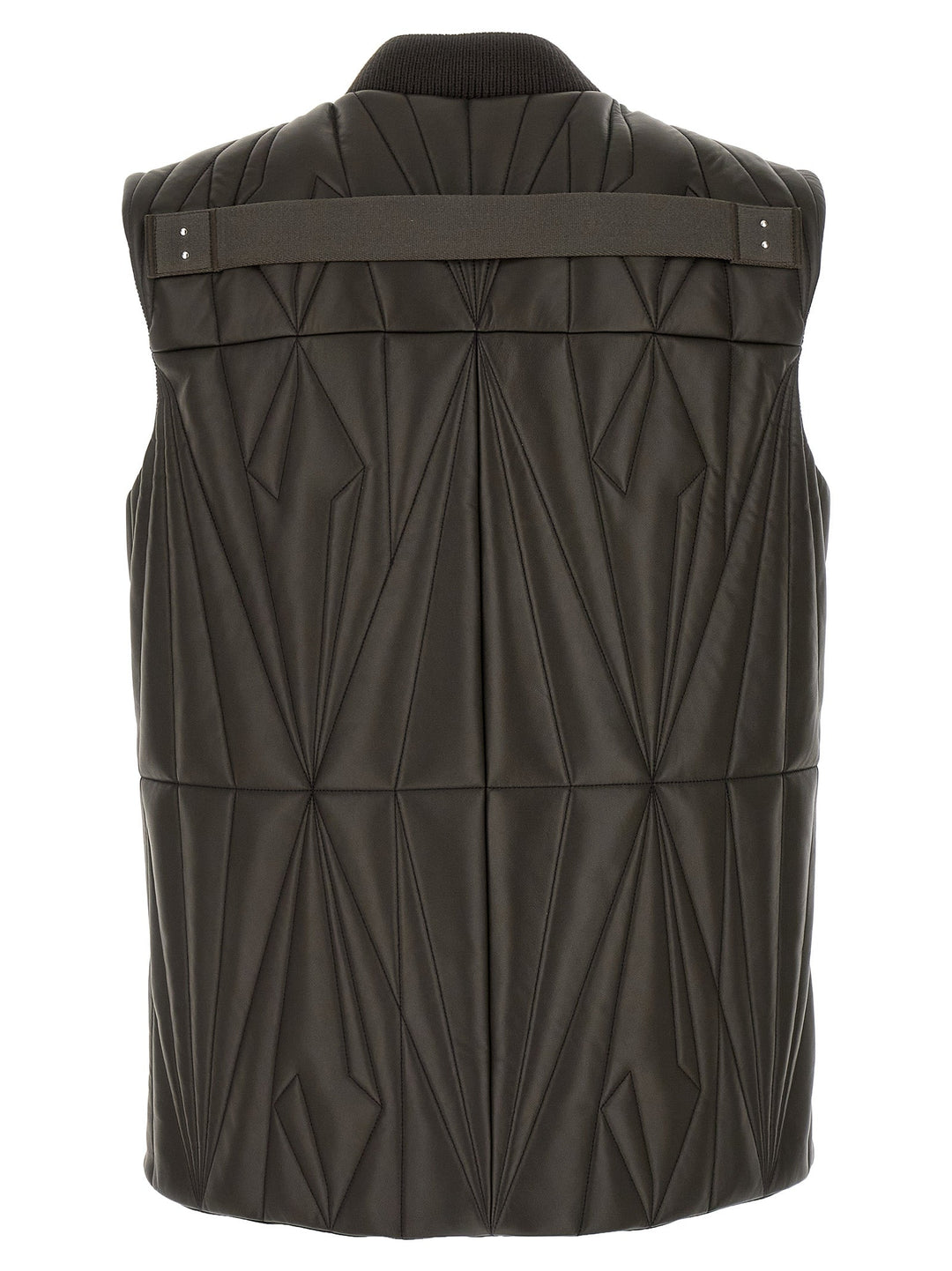 Men’s Rick Owens Brown Lamb Leather Sleeveless Jacket