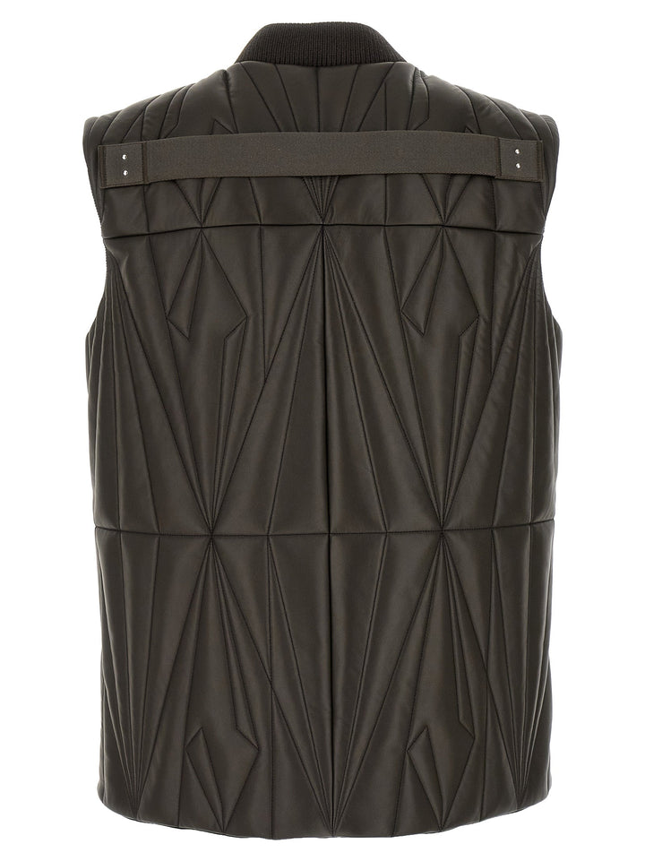 Men’s Rick Owens Brown Lamb Leather Sleeveless Jacket