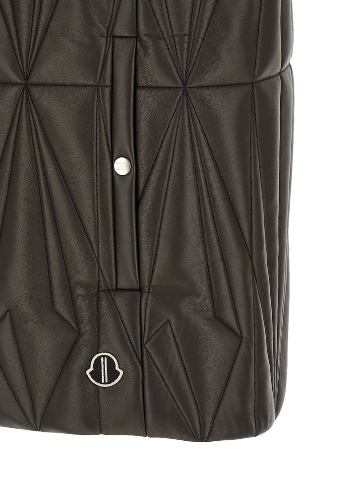Men’s Rick Owens Brown Lamb Leather Sleeveless Jacket