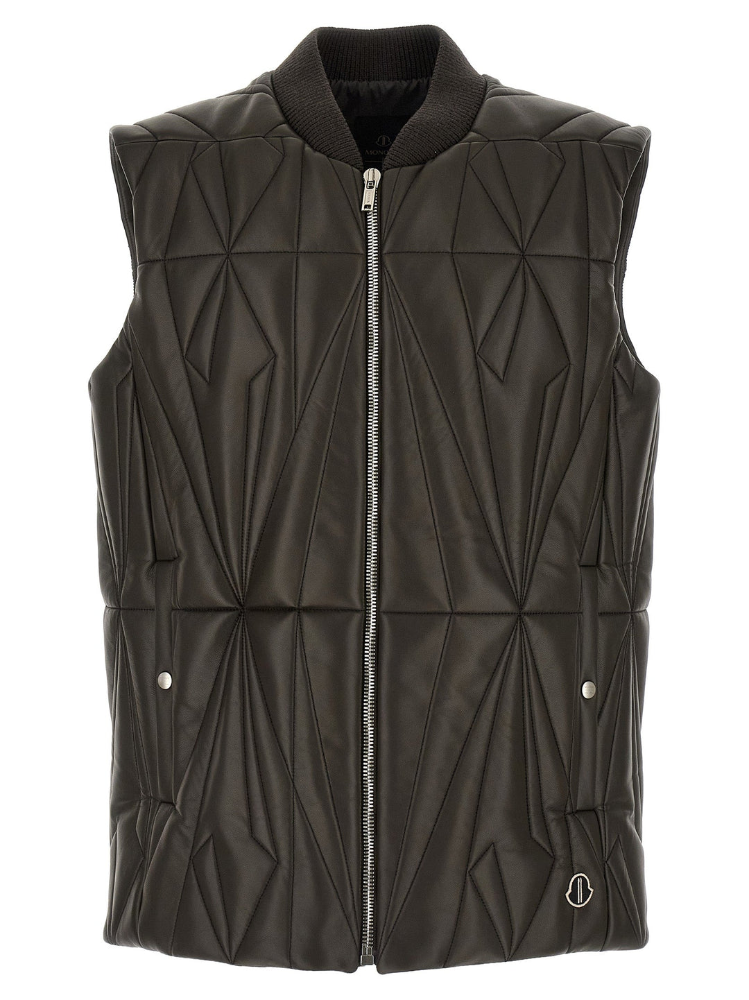 Men’s Rick Owens Brown Lamb Leather Sleeveless Jacket
