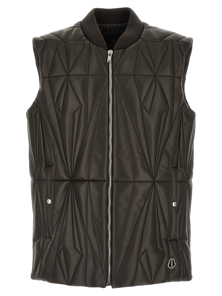 Men’s Rick Owens Brown Lamb Leather Sleeveless Jacket