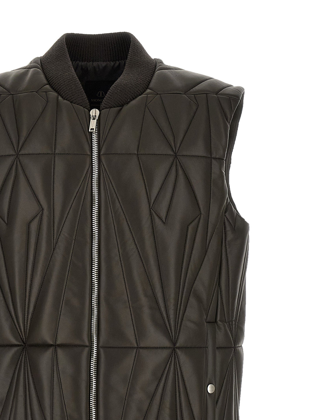 Men’s Rick Owens Brown Lamb Leather Sleeveless Jacket